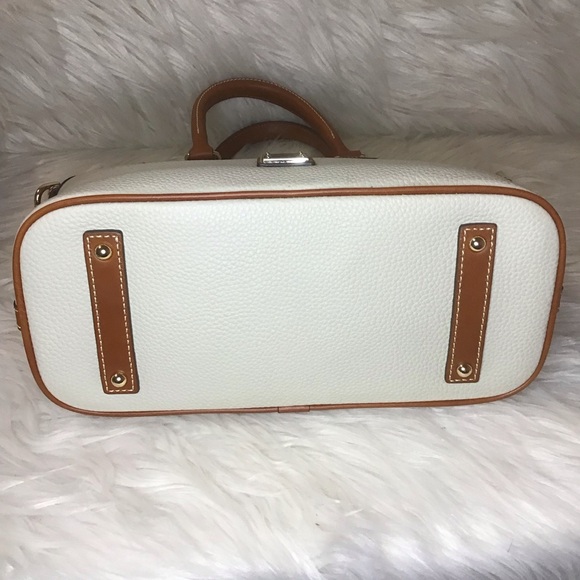 Dooney & Bourke pebble leather domed satchel in bone - Picture 3 of 12